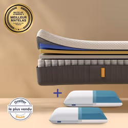 EMMA Pack Matelas Hybride II 140x200 + Oreillers Original Mémoire de Forme+Ressorts MEILLEUR CHOIX Emma Respiration