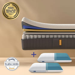 EMMA  Pack Matelas Hybride II 160x200 + Oreillers Original  Mémoire de Forme+Ressorts  MEILLEUR CHOIX Emma  Respiration
