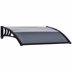 Outsunny Auvent de Porte dEntrée 100 x 75 cm auvent en Aluminium et Polycarbonate Auvent avec Protection UV pour Balcon Noir