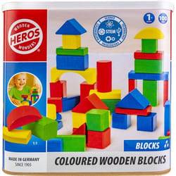 HEROS - Blocs de construction en bois 100 % certifié FSC® - 100 pièces - Dès 1 ans