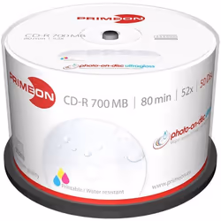 CD-R 80 vierge Primeon 2761109 tour 50 pc(s) 700 Mo 80 min imprimable surface ultra-brillante étanche indélébile