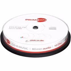 Primeon 2761111, 52x, CD-R, 120 mm, 700 Mo, Boîte à gâteaux, 10 pièce(s)