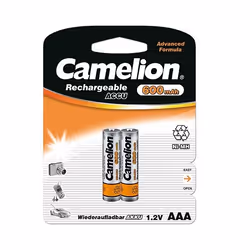 Camelion NH-AAA600-BP2, Batterie rechargeable, AAA, Hybrides nickel-métal (NiMH), 1,2 V, 2 pièce(s), 600 mAh