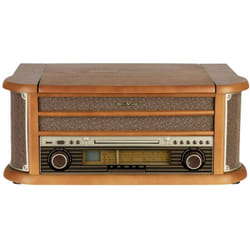 Reflexion - HIF2002 Chaîne stéréo rétro fm, cd, Cassette, Lecteur de disque, usb, Boîtier en bois véritable, fonction enr