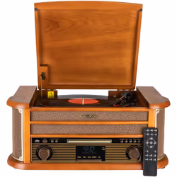 Plaque tournante avec haut-parleur : Plaque tournante semi-automatique à 3 vitesses (33/45/78 tr/min) Radio vintage : système ...