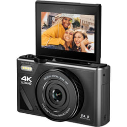Easypix - V64 Flip Digital Camera with Flip Screen Foldable Screen 3.0' Resolution up to 64MP Zoom Digital 18x WiFi Vlogger & Selfie