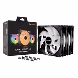 be quiet! LIGHT WINGS LX 140mm PWM 3-Pack Black Boitier PC Ventilateur 14 cm Noir 3 pièce(s) - Vue supplémentaire 5