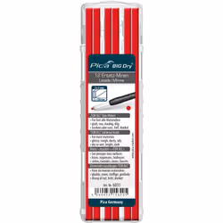 L'étui de 12 mines Pica Big Dry rouge est l'outil indispensable pour tous les professionnels du secteur du bâtiment et des tr ...