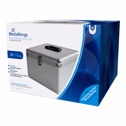 MediaRange BOX76, Caisse rigide, 300 disques, Argent, Toison, Plastique, Bois, 120 mm, Aluminium