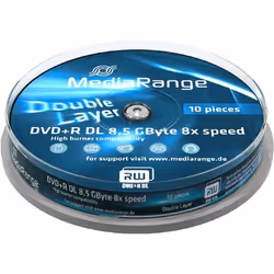 MediaRange MR466, DVD+R DL, Boîte à gâteaux, 10 pièce(s), 8,5 Go