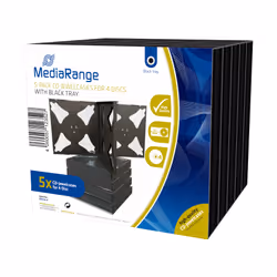 MediaRange BOX34-4, Boîtier double, 4 disques, Noir, Plastique, 120 mm, 140 mm