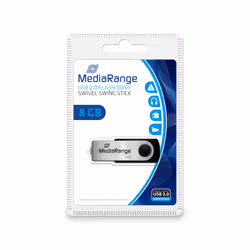 MediaRange MR908, 8 Go, USB Type-A / Micro-USB, 2.0, 13 Mo/s, Pivotant, Noir, Argent