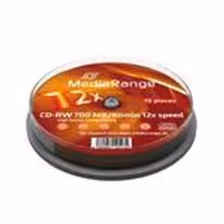 MediaRange MR235, 12x, CD-RW, 700 Mo, Boîte à gâteaux, 10 pièce(s)