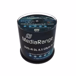 MediaRange MR471, DVD+R DL, Imprimable, Boîte à gâteaux, 100 pièce(s), 8,5 Go