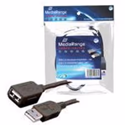 MediaRange MRCS111, 3 m, USB A, USB A, Mâle/Femelle, Noir