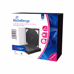 MediaRange BOX31-2, Boîtier double, 2 disques, Noir, Transparent, Plastique, 120 mm, 140 mm