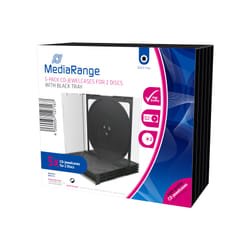 MediaRange BOX31-2 étui disque optique Boîtier double 2 disques Noir, Transparent