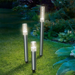 Balise solaire décorative - ESOTEC - Trio Sticks - Blanc chaud - Inox - 3 longueurs différentes