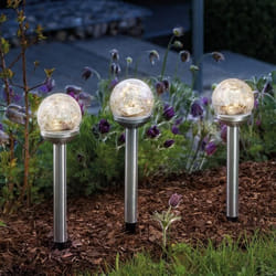 Balise solaire décorative - ESOTEC - Golden Balls - 8 leds - Verre craquelé - Inox