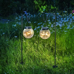Balise lanterne solaire globe verre craquelé filament led Golden Globe lot de 2