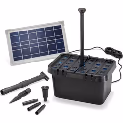 Kit pompe solaire bassin avec filtre - ESOTEC - Fountain Pro 380L-8W - Noir - oxygénation et filtration de leau