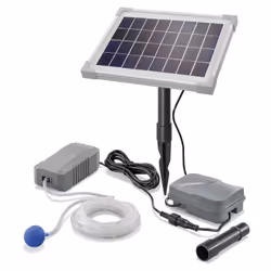 Découvrez les caractéristiques de l'article Oxygénateur de bassin solaire avec batterie Pro Plus 130L-5W Le kit oxygénateur s ...