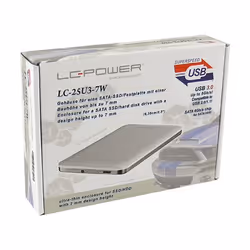 LC-Power LC-25U3-7W Boîtier de disques de stockage Aluminium, Blanc 2.5"