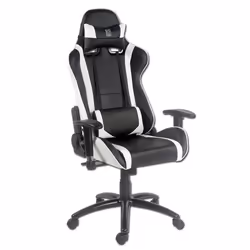 LC-Power LC-GC-2, Siège de jeu sur PC, 150 kg, Métal, Plastique, Noir, Blanc, mousse, Noir, Blanc