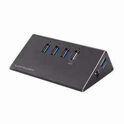 LC-Power LC-HUB-ALU-2B-4, USB 3.2 Gen 1 (3.1 Gen 1) Type-A, USB 3.2 Gen 1 (3.1 Gen 1) Type-A, 5000 Mbit/s, Noir, Aluminium, P ...