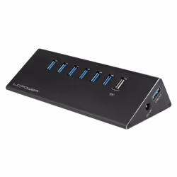 LC-Power USB Hub, USB 3.2 Gen 1 (3.1 Gen 1) Type-A, USB 3.2 Gen 1 (3.1 Gen 1) Type-A, 5000 Mbit/s, Noir, Aluminium, Plastique ...