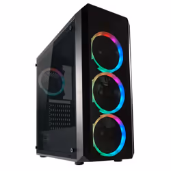 LC-Power Gaming 703B - Quad-Luxx, Midi Tower, PC, Noir, ATX, micro ATX, Mini-ITX, Métal, Plastique, Verre trempé, Jouer