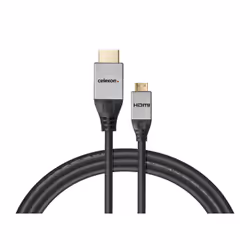 Celexon 1000015539, 2 m, HDMI Type A (Standard), HDMI Type D (Micro), Compatibilité 3D, 18 Gbit/s, Noir, Gris