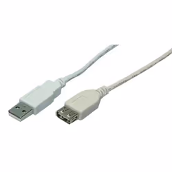 LogiLink 2m USB 2.0, 2 m, USB A, USB A, USB 2.0, Mâle/Femelle, Gris