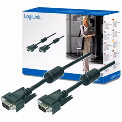 LogiLink VGA, M/M, 10m, 10 m, VGA (D-Sub), VGA (D-Sub), Noir, Mâle/Mâle, RoHS