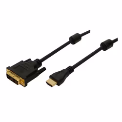 LogiLink 2m HDMI/DVI-D, 2 m, DVI-D, HDMI, Or, Noir, Mâle/Femelle