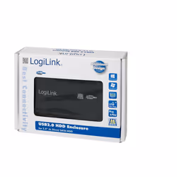 LogiLink UA0041B Boîtier de disques de stockage Noir 2.5" Alimenté par port USB
