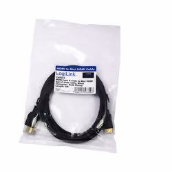 LogiLink CH0023, 2 m, HDMI Type A (Standard), HDMI Type C (Mini), 8,16 Gbit/s, Noir