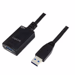 LogiLink 5.0m USB 3.0 M/F, 5 m, USB A, USB A, USB 3.2 Gen 1 (3.1 Gen 1), Mâle/Femelle, Noir