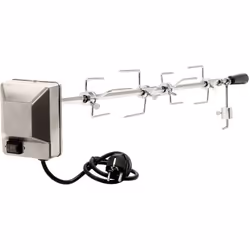 BBQ-Toro Set de brochettes Avec broche, moteur, support de moteur, quatre aiguilles à viande, poignée, douille et contrepoids ...