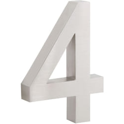 Numéro de maison Zelsius en acier inoxydable « 4 », 13 x 20 cm, argenté