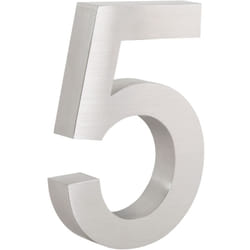 Numéro de maison Zelsius en acier inoxydable « 5 », 13 x 20 cm, argenté