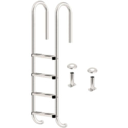 Echelle de piscine à 4 marches en acier inoxydable V2A 50 x 26,5 x 157 cm - argent avec protection antidérapante - Zelsius