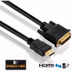 PureLink HDMI-DVI M-M 0.5m, 0,5 m, HDMI, DVI-D, Or, 1920 x 1200 pixels, 3,72 Gbit/s