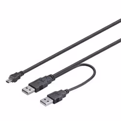 M-Cab 2 x USB A - mini USB B 0.6 m, 0,6 m, Mini-USB B, 2 x USB A, USB 2.0, Mâle/Mâle, Noir