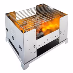 ESBIT BBQ300S, Grill, Charbon de bois (combustible), Grille, Argent, Rectangulaire, Acier inoxydable