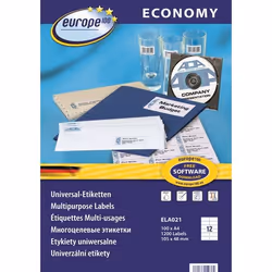 Avery ELA021, Blanc, Imprimante d'étiquette adhésive, A4, 10,5 cm, 4,8 cm, 1200 pièce(s)