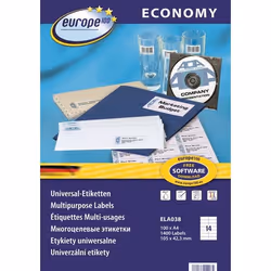 Avery ELA038, Blanc, Imprimante d'étiquette adhésive, A4, 10,5 cm, 4,23 cm, 1400 pièce(s)