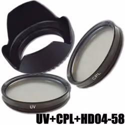 Kit Filtre DynaSun Polarisant Circulaire CPL 58mm C-PL UV Ultra Violet Objectif 58 mm Pare-Solei