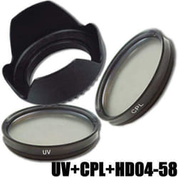 Kit Filtre DynaSun Polarisant Circulaire CPL 58mm C-PL UV Ultra Violet Objectif 58 mm Pare-Solei