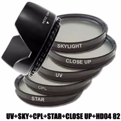 Kit de Filtre Lens 82mm UV Sky Skylight CPL Polarisant Circulaire Star Macro Pare-Soleil 82 mm